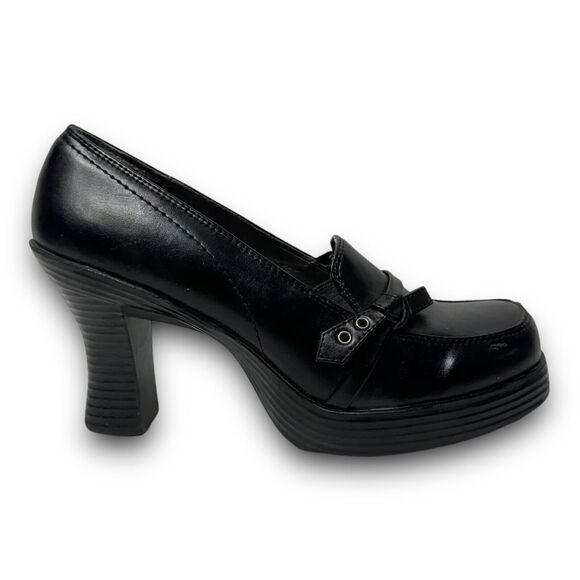 Vintage Y2K LEI Onyx Vegan Leather Chunky Platform Mary Jane Heels Size 7.5 US - Picture 4 of 10